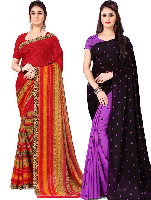 women pack of 2 casual wear combo sarees with blouse - 21477742 - Very Small Image - 1