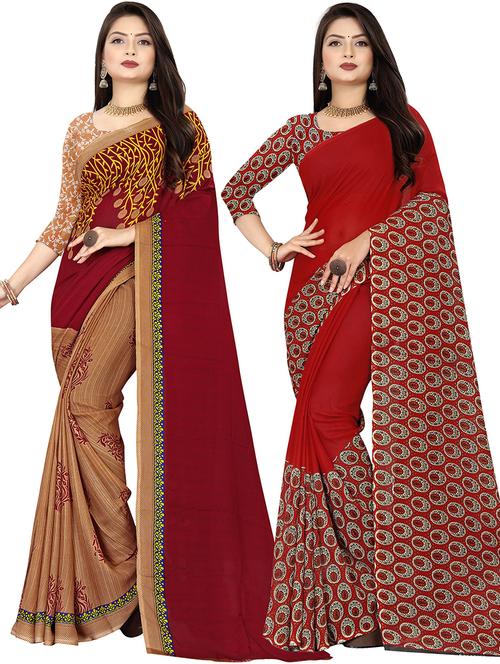 women pack of 2 casual wear combo sarees with blouse - 21477746 - Very Small Image - 1
