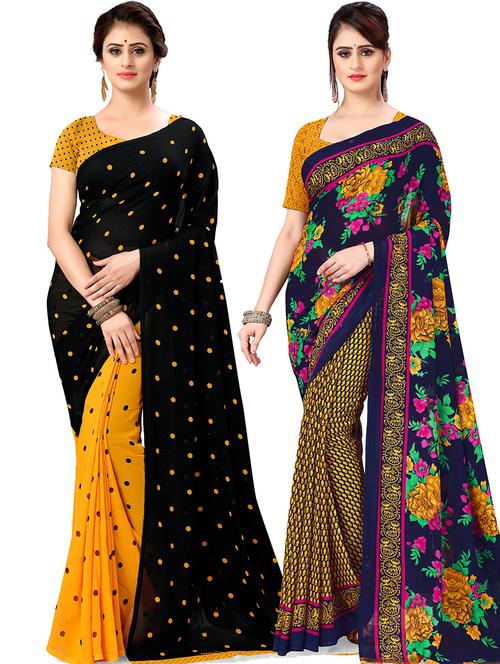 women pack of 2 casual wear combo sarees with blouse - 21477748 - Very Small Image - 1