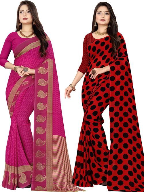 women pack of 2 printed casual wear saree with blouse - 21477749 - Very Small Image - 1