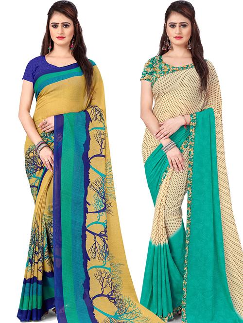 women pack of 2 casual wear sarees with blouse - 21477750 - Very Small Image - 1