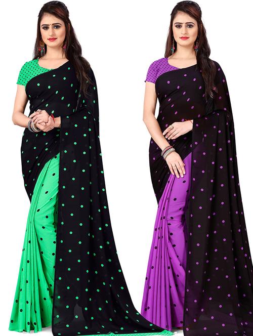 women pack of 2 casual wear combo sarees with blouse - 21477752 - Very Small Image - 1