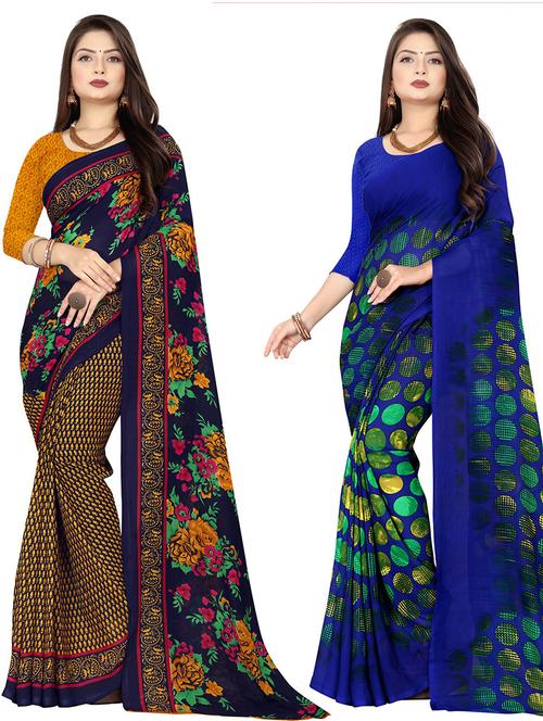 women pack of 2 casual wear combo sarees with blouse - 21477755 - Very Small Image - 1