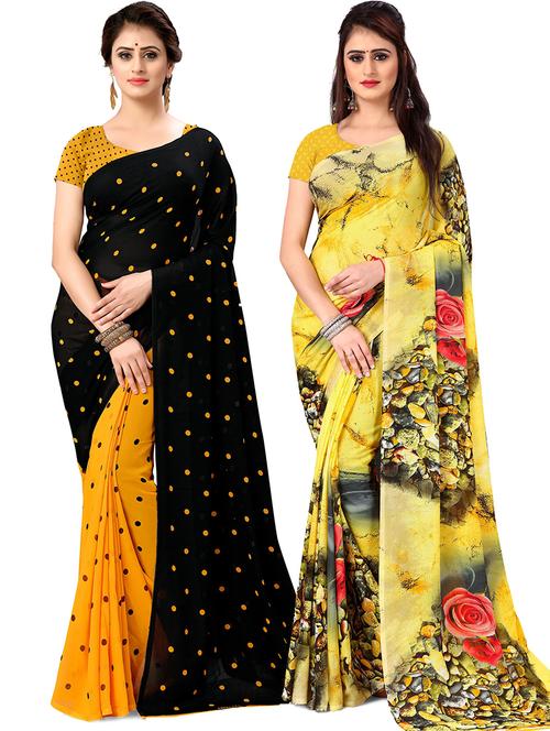 women pack of 2 casual wear combo sarees with blouse - 21477759 - Very Small Image - 1