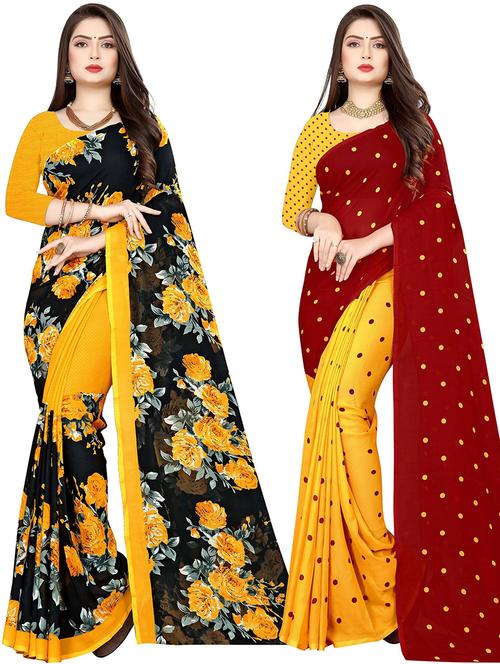 women pack of 2 casual wear combo sarees with blouse - 21477760 - Very Small Image - 1