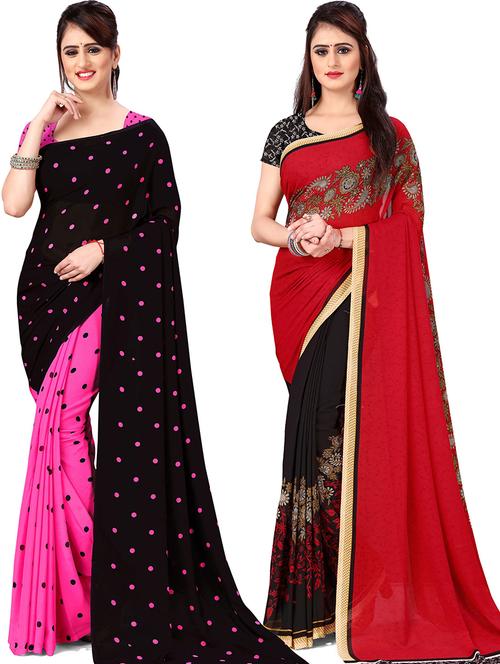 women pack of 2 casual wear combo sarees with blouse - 21477763 - Very Small Image - 1