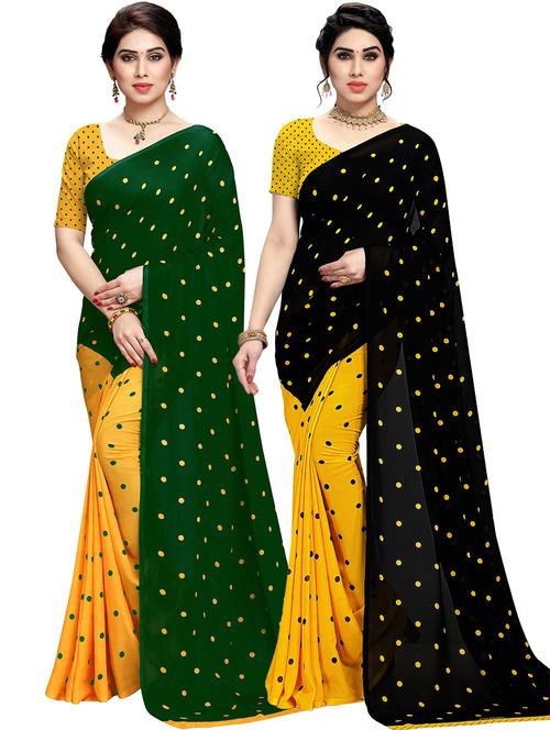 women pack of 2 casual wear combo sarees with blouse - 21477767 - Very Small Image - 1