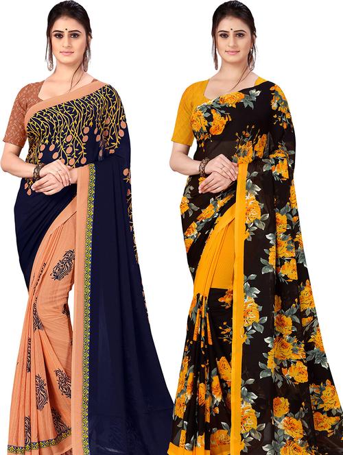 women pack of 2 casual wear combo sarees with blouse - 21477771 - Very Small Image - 1