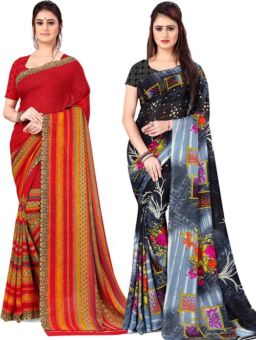 women pack of 2 casual wear combo sarees with blouse - 21477773 - Very Small Image - 1