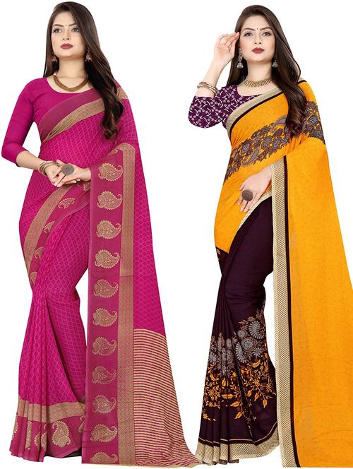 women pack of 2 casual wear combo sarees with blouse - 21477781 - Very Small Image - 1