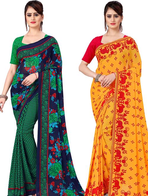 women pack of 2 printed casual wear saree with blouse - 21477782 - Very Small Image - 1