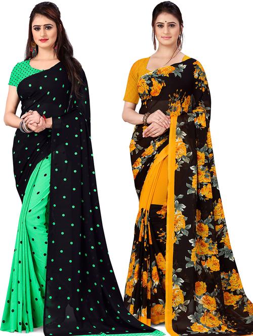 women pack of 2 casual wear sarees with blouse - 21477784 - Very Small Image - 1
