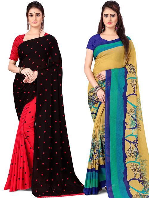 women pack of 2 printed casual wear saree with blouse - 21477785 - Very Small Image - 1