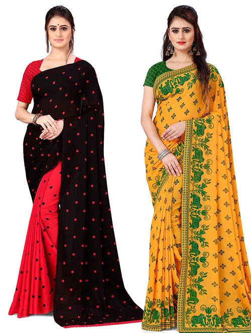 women pack of 2 casual wear combo sarees with blouse - 21477787 - Very Small Image - 1