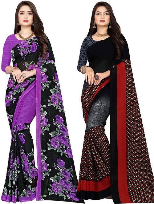 women pack of 2 printed casual wear saree with blouse - 21477793 - Very Small Image - 1