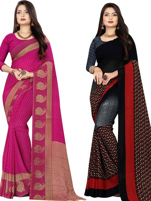 women pack of 2 printed casual wear saree with blouse - 21477801 - Very Small Image - 1