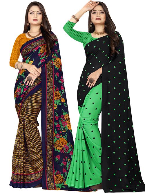 women pack of 2 casual wear sarees with blouse - 21477807 - Very Small Image - 1