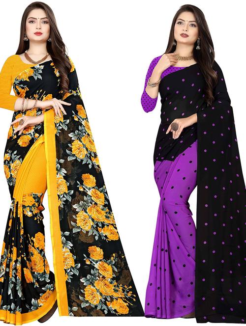 women pack of 2 casual wear combo sarees with blouse - 21477809 - Very Small Image - 1