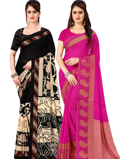 women pack of 2 casual wear combo sarees with blouse - 21477815 - Very Small Image - 1