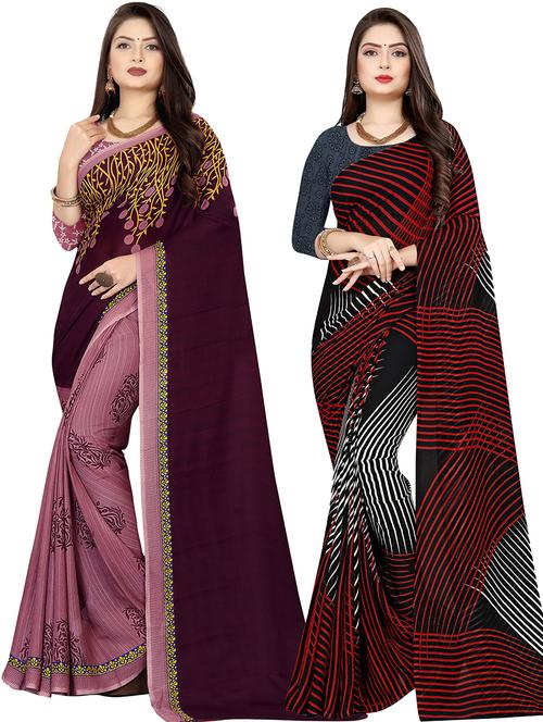women pack of 2 casual wear combo sarees with blouse - 21477816 - Very Small Image - 1