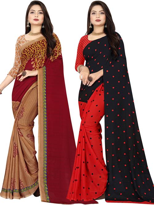 women pack of 2 casual wear combo sarees with blouse - 21477819 - Very Small Image - 1