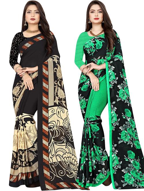 women pack of 2 casual wear sarees with blouse - 21477822 - Very Small Image - 1
