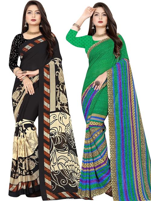 women pack of 2 casual wear sarees with blouse - 21477824 - Very Small Image - 1