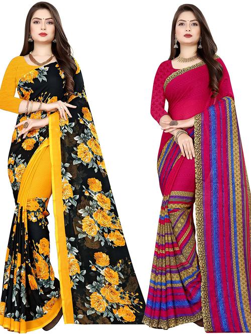 women pack of 2 casual wear sarees with blouse - 21477825 - Very Small Image - 1