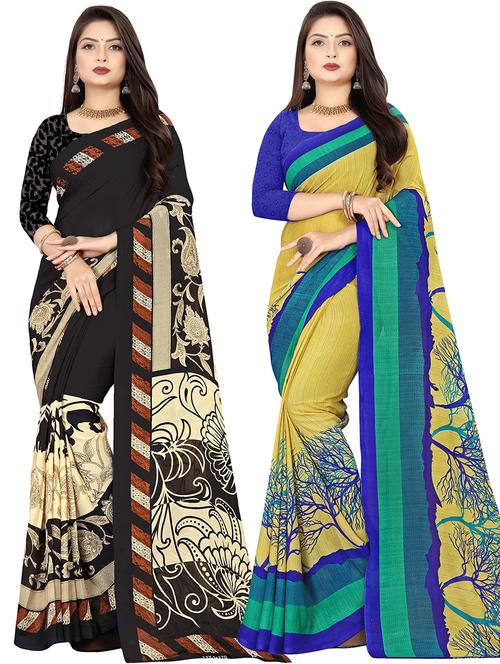 women pack of 2 printed casual wear saree with blouse - 21477826 - Very Small Image - 1