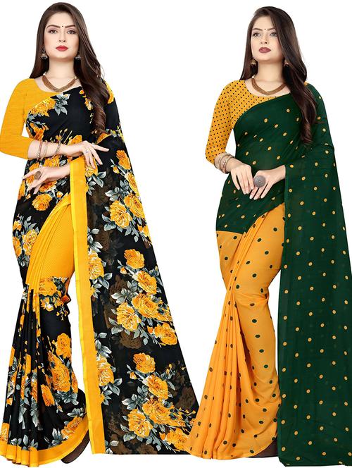 women pack of 2 casual wear combo sarees with blouse - 21477829 - Very Small Image - 1