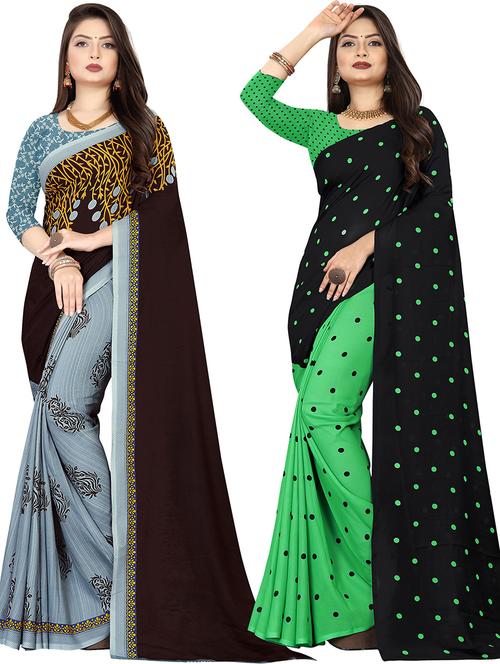 women pack of 2 casual wear combo sarees with blouse - 21477830 - Very Small Image - 1