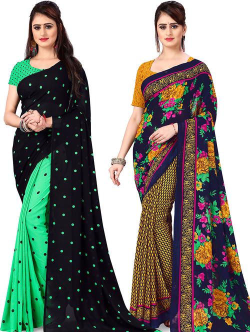women pack of 2 casual wear sarees with blouse - 21477832 - Very Small Image - 1