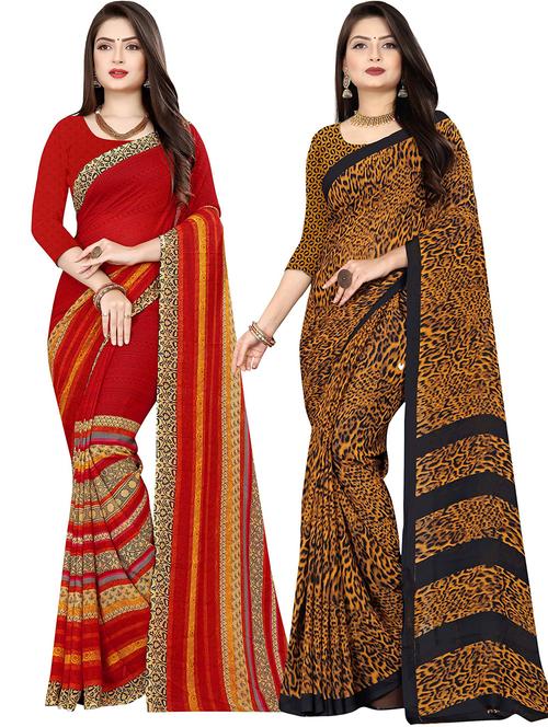 women pack of 2 casual wear sarees with blouse - 21477833 - Very Small Image - 1