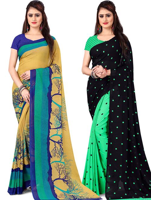 women pack of 2 casual wear sarees with blouse - 21477835 - Very Small Image - 1