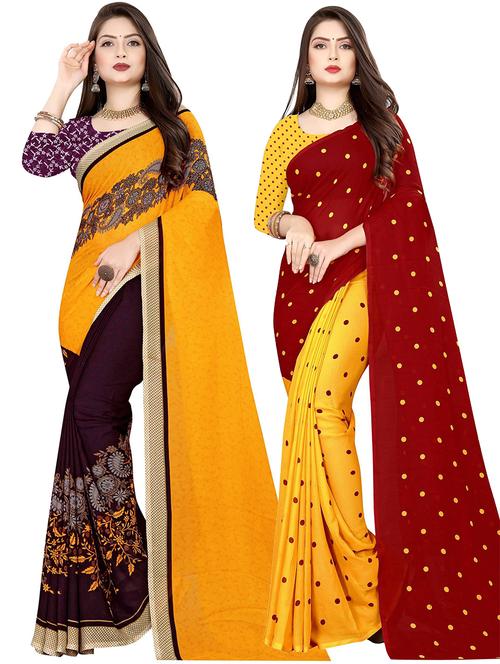 women packpr of 2 casual wear combo sarees with blouse - 21477843 - Very Small Image - 1
