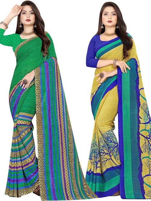 women pack of 2 casual wear combo sarees with blouse - 21477846 - Very Small Image - 1