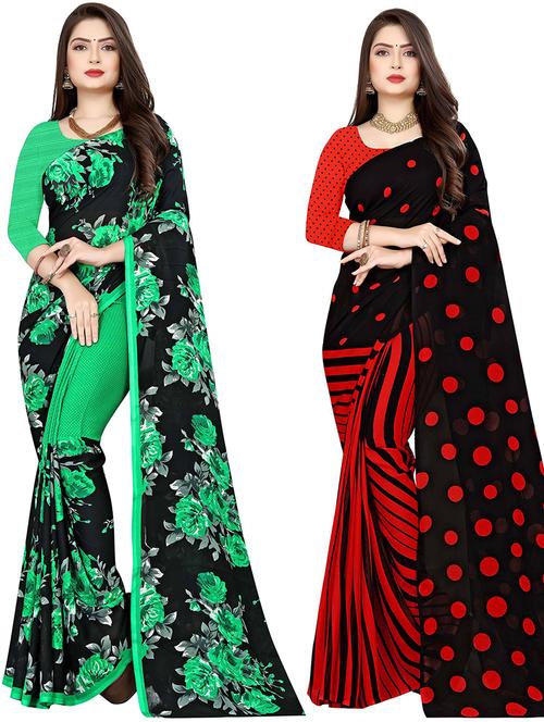 women pack of 2 casual wear combo sarees with blouse - 21477861 - Very Small Image - 1
