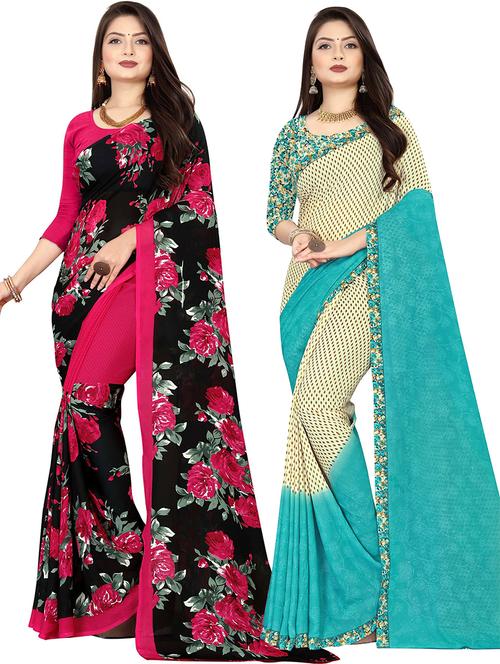 women pack of 2 casual wear sarees with blouse - 21477863 - Very Small Image - 1