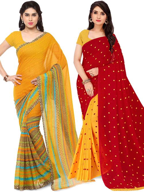 women pack of 2 casual wear sarees with blouse - 21477864 - Very Small Image - 1