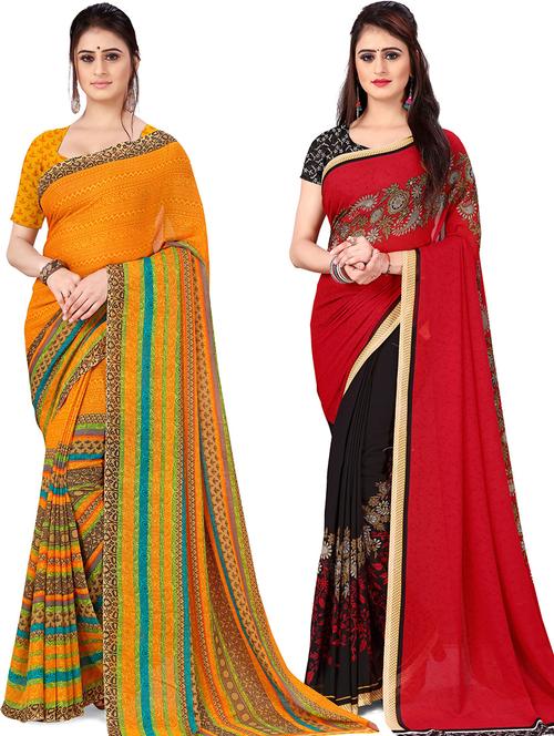 women pack of 2 casual wear sarees with blouse - 21477867 - Very Small Image - 1