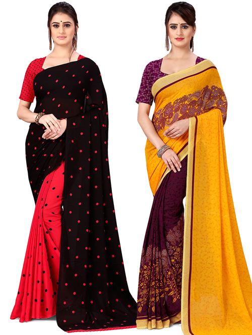 women pack of 2 casual wear combo sarees with blouse - 21477869 - Very Small Image - 1