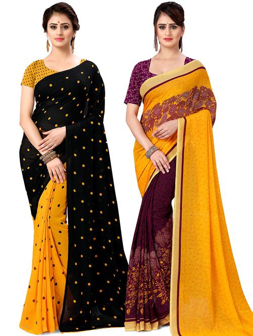 women pack of 2 casual wear combo sarees with blouse - 21477871 - Very Small Image - 1