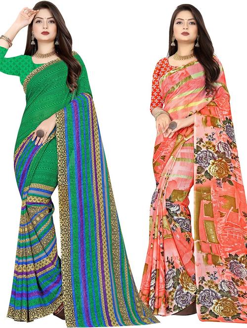 women pack of 2 casual wear combo sarees with blouse - 21477873 - Very Small Image - 1