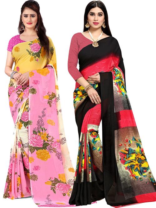 women pack of 2 casual wear combo sarees with blouse - 21477878 - Very Small Image - 1