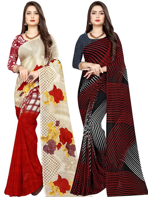 women pack of 2 printed casual wear saree with blouse - 21477883 - Very Small Image - 1