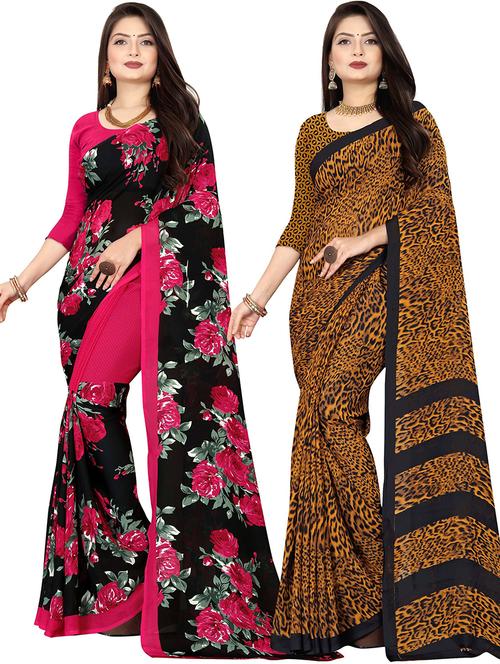 women pack of 2 casual wear combo sarees with blouse - 21477884 - Very Small Image - 1