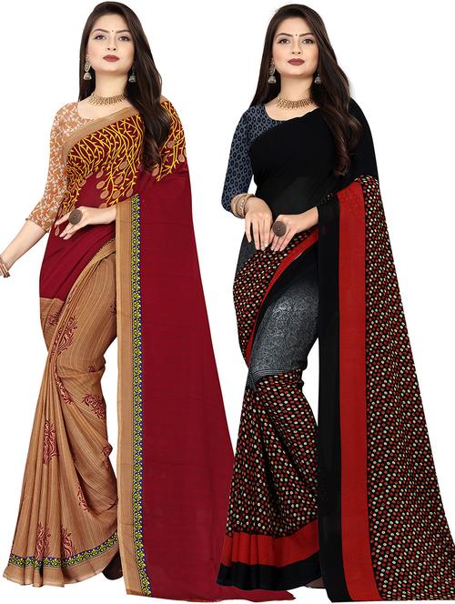 women pack of 2 casual wear combo sarees with blouse - 21477888 - Very Small Image - 1