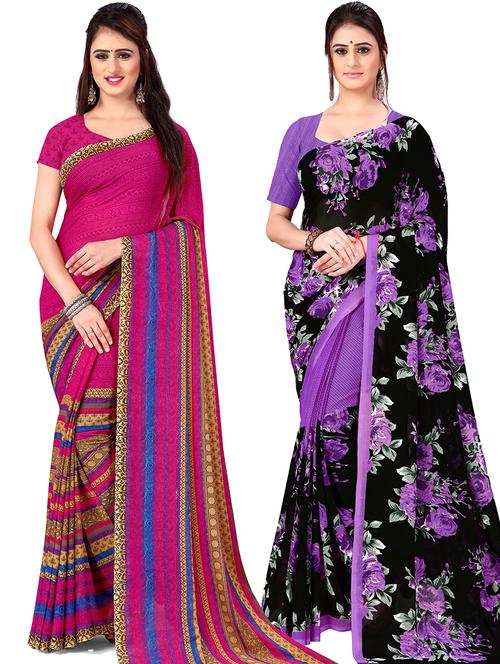 women pack of 2 casual wear combo sarees with blouse - 21477891 - Very Small Image - 1