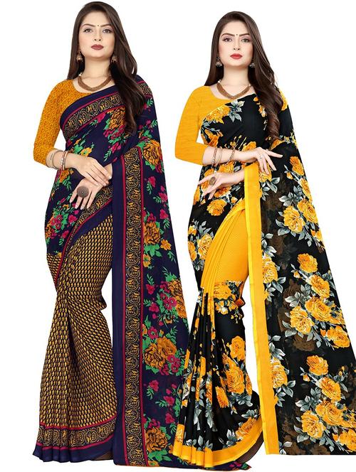 women pack of 2 casual wear sarees with blouse - 21477892 - Very Small Image - 1