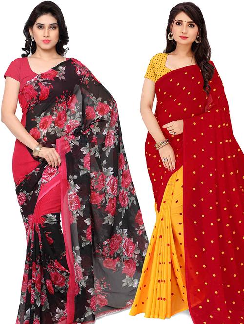 women pack of 2 casual wear sarees with blouse - 21477899 - Very Small Image - 1